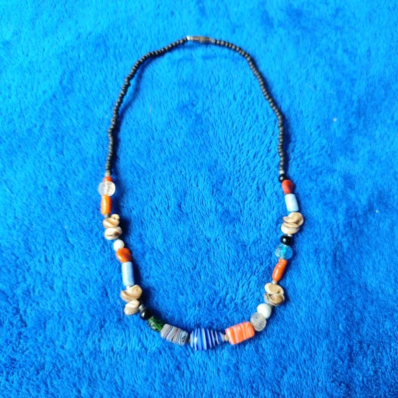 No Brand Jewelry - Vintage Crazy Art Glass Mixed Wood Beaded Colorful 18" Twist Swirl Necklace